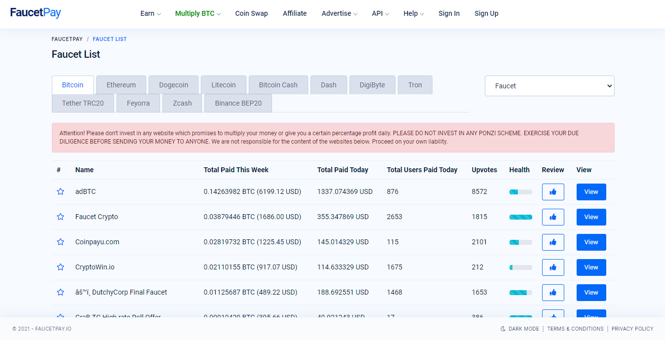 Біткоїн крани з виплатами: як заробити