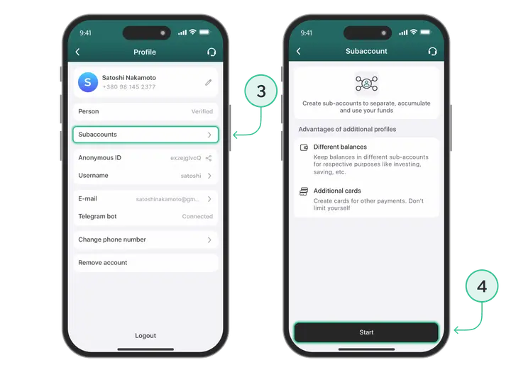 How to Create Sub Account En Step 2
