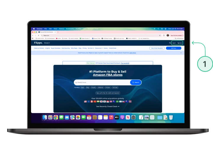 Flippa registration: buy an online business with cryptocurrency using a card