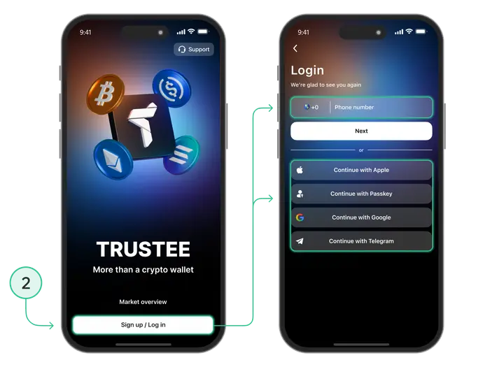 założenie konta w portfelu kryptowalut w aplikacji