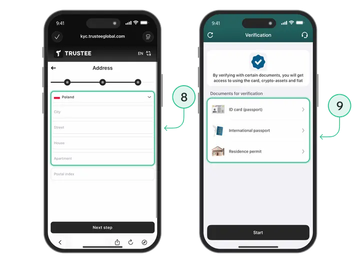 weryfikacja KYC do wydania karty kryptowalutowej Visa
