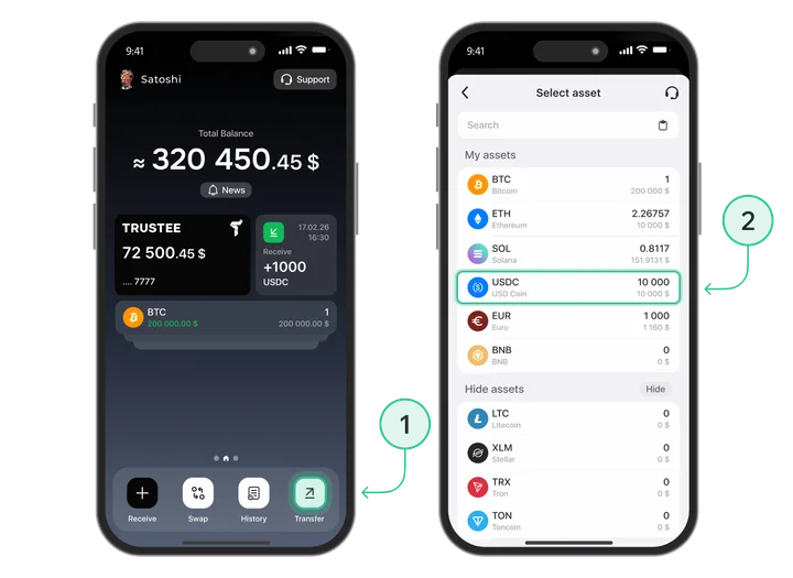 Top up USDC to pay for a domain name or website with cryptocurrency