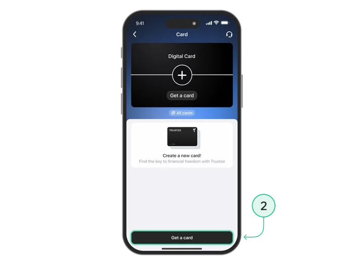 Wydanie karty kryptowalutowej: dotknij „Issue card”